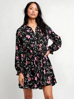 Free People Floral Black Pink Lighten Up Dress, S